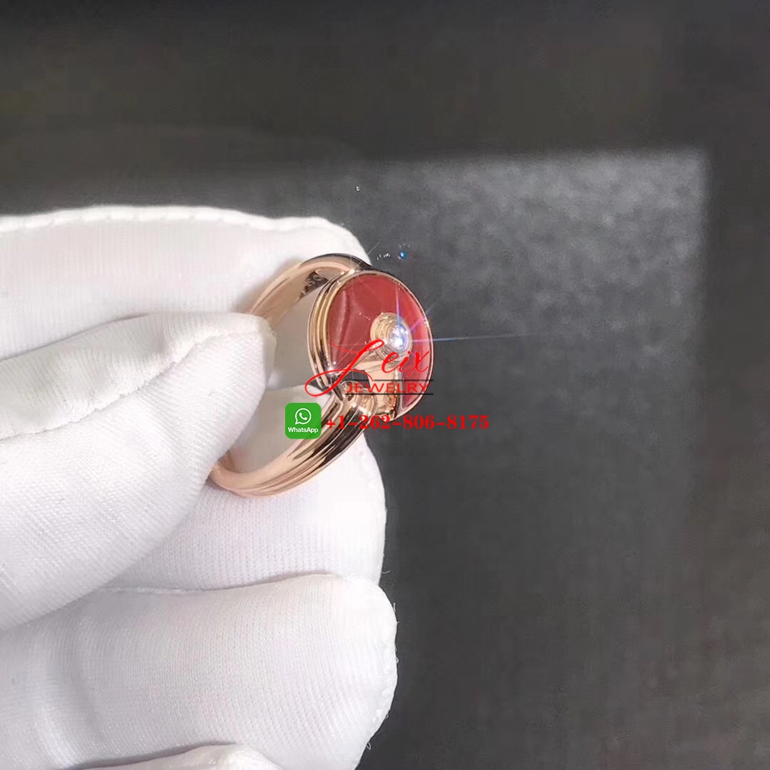 High Quality Cartier Amulette de Cartier Carnelian Diamond 18K Rose Gold Ring (1) High Quality Cartier Amulette de Cartier Carnelian Diamond 18K Rose Gold Ring