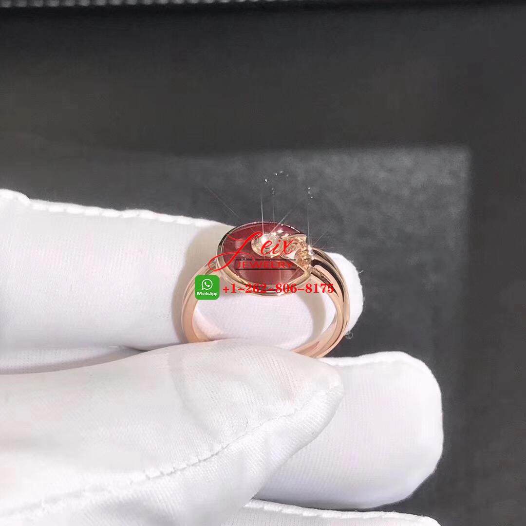 High Quality Cartier Amulette de Cartier Carnelian Diamond 18K Rose Gold Ring (4) High Quality Cartier Amulette de Cartier Carnelian Diamond 18K Rose Gold Ring