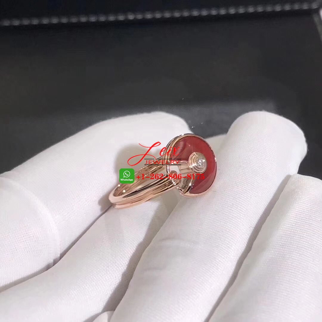High Quality Cartier Amulette de Cartier Carnelian Diamond 18K Rose Gold Ring (5) High Quality Cartier Amulette de Cartier Carnelian Diamond 18K Rose Gold Ring