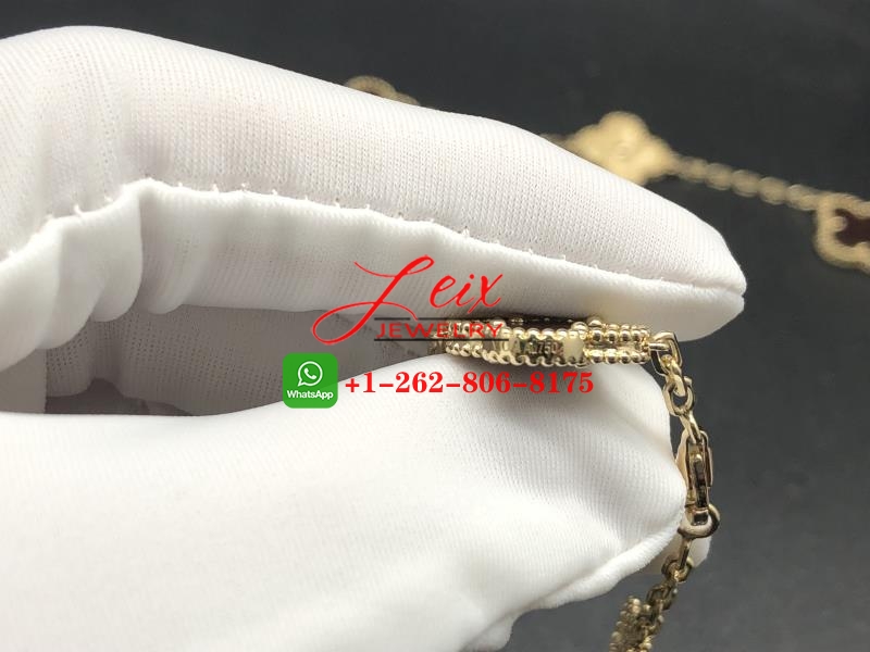 Van Cleef 18k Yellow Gold Limited Vintage Alhambra Bois D’amourette Letterwood 20 Motifs Long Necklace (3) Van Cleef 18k Yellow Gold Limited Vintage Alhambra Bois D’amourette Letterwood 20 Motifs Long Necklace