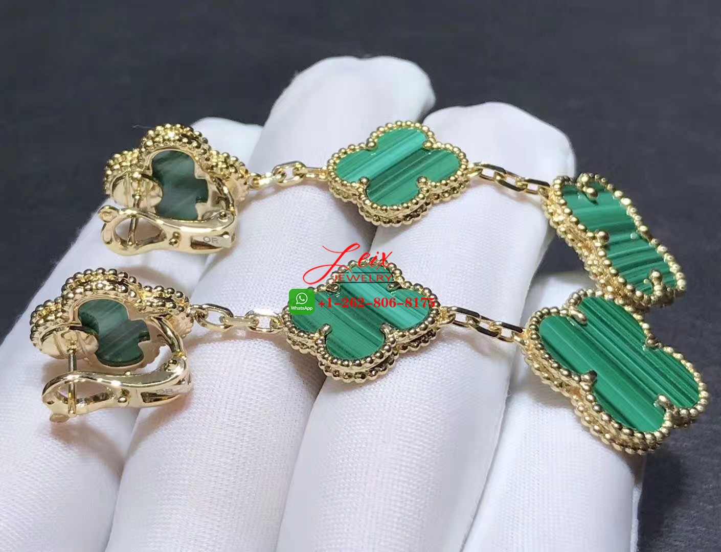 Van Cleef & Arpels Magic Alhambra 18k Yellow Gold Malachite 3 Motifs Earrings (5) Van Cleef & Arpels Magic Alhambra 18k Yellow Gold Malachite 3 Motifs Earrings
