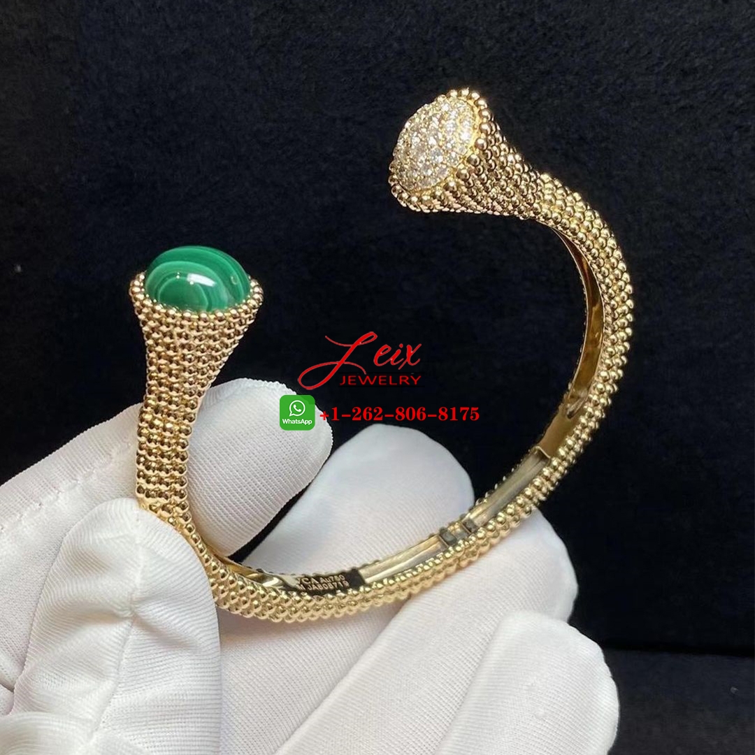 Van Cleef & Arpels Perlée Couleurs 18K Yellow Gold Malachite Diamonds Bracelet (1) Van Cleef & Arpels Perlée Couleurs 18K Yellow Gold Malachite Diamonds Bracelet