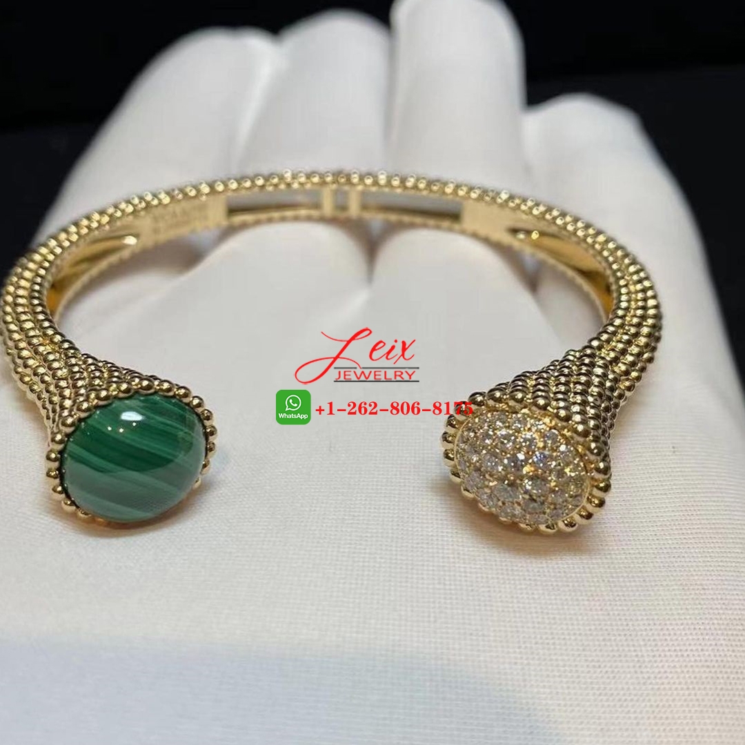 Van Cleef & Arpels Perlée Couleurs 18K Yellow Gold Malachite Diamonds Bracelet (2) Van Cleef & Arpels Perlée Couleurs 18K Yellow Gold Malachite Diamonds Bracelet