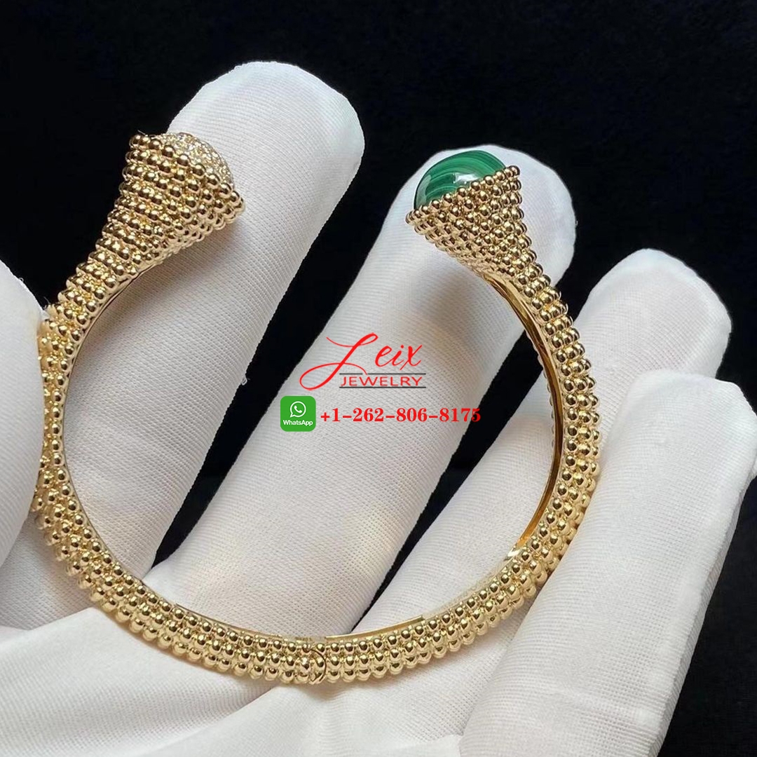 Van Cleef & Arpels Perlée Couleurs 18K Yellow Gold Malachite Diamonds Bracelet (3) Van Cleef & Arpels Perlée Couleurs 18K Yellow Gold Malachite Diamonds Bracelet