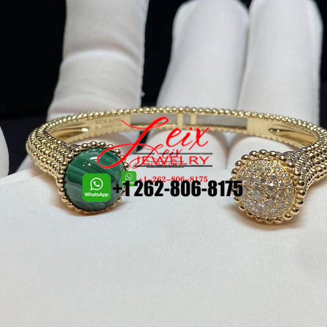 Van Cleef & Arpels Perlée Couleurs 18K Yellow Gold Malachite Diamonds Bracelet Van Cleef & Arpels Perlée Couleurs 18K Yellow Gold Malachite Diamonds Bracelet