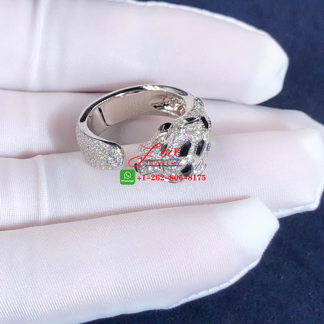 Cartier Panthère de Cartier 18k White Gold Emeralds, Onyx, Diamonds Ring (3) Cartier Panthère de Cartier 18k White Gold Emeralds, Onyx, Diamonds Ring