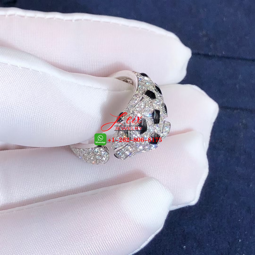 Cartier Panthère de Cartier 18k White Gold Emeralds, Onyx, Diamonds Ring (5) Cartier Panthère de Cartier 18k White Gold Emeralds, Onyx, Diamonds Ring