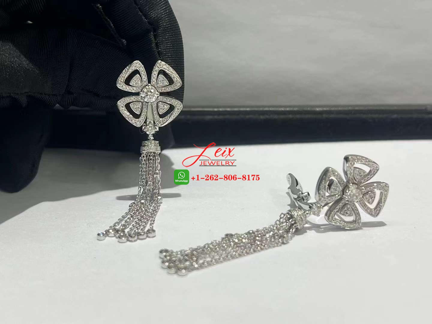 Custom Bvlgari Fiorever 18k White Gold and Diamond Drop Tassels Earrings (1) Custom Bvlgari Fiorever 18k White Gold and Diamond Drop Tassels Earrings