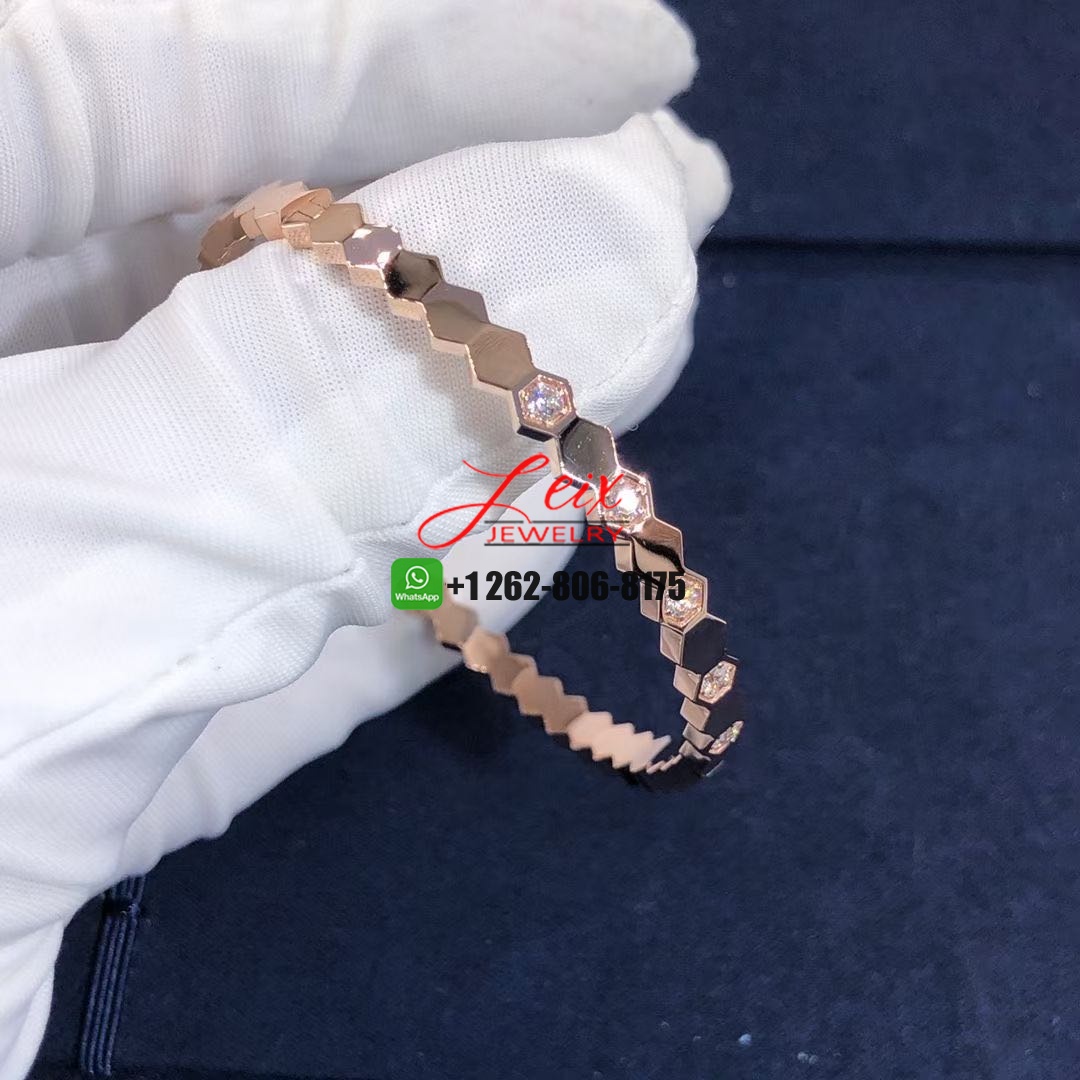 Custom Chaumet Bee My Love Half Pavé Diamond 18k Rose Gold Bracelet (4) Custom Chaumet Bee My Love Half Pavé Diamond 18k Rose Gold Bracelet