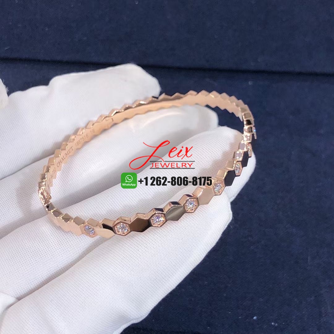 Custom Chaumet Bee My Love Half Pavé Diamond 18k Rose Gold Bracelet Custom Chaumet Bee My Love Half Pavé Diamond 18k Rose Gold Bracelet