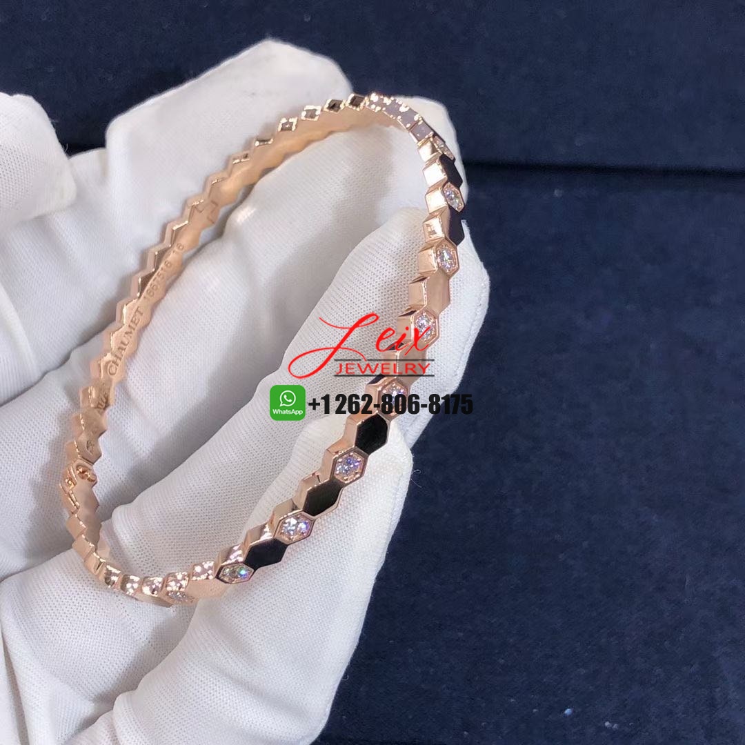 Custom Chaumet Bee My Love Half Pavé Diamond 18k Rose Gold Bracelet (7) Custom Chaumet Bee My Love Half Pavé Diamond 18k Rose Gold Bracelet