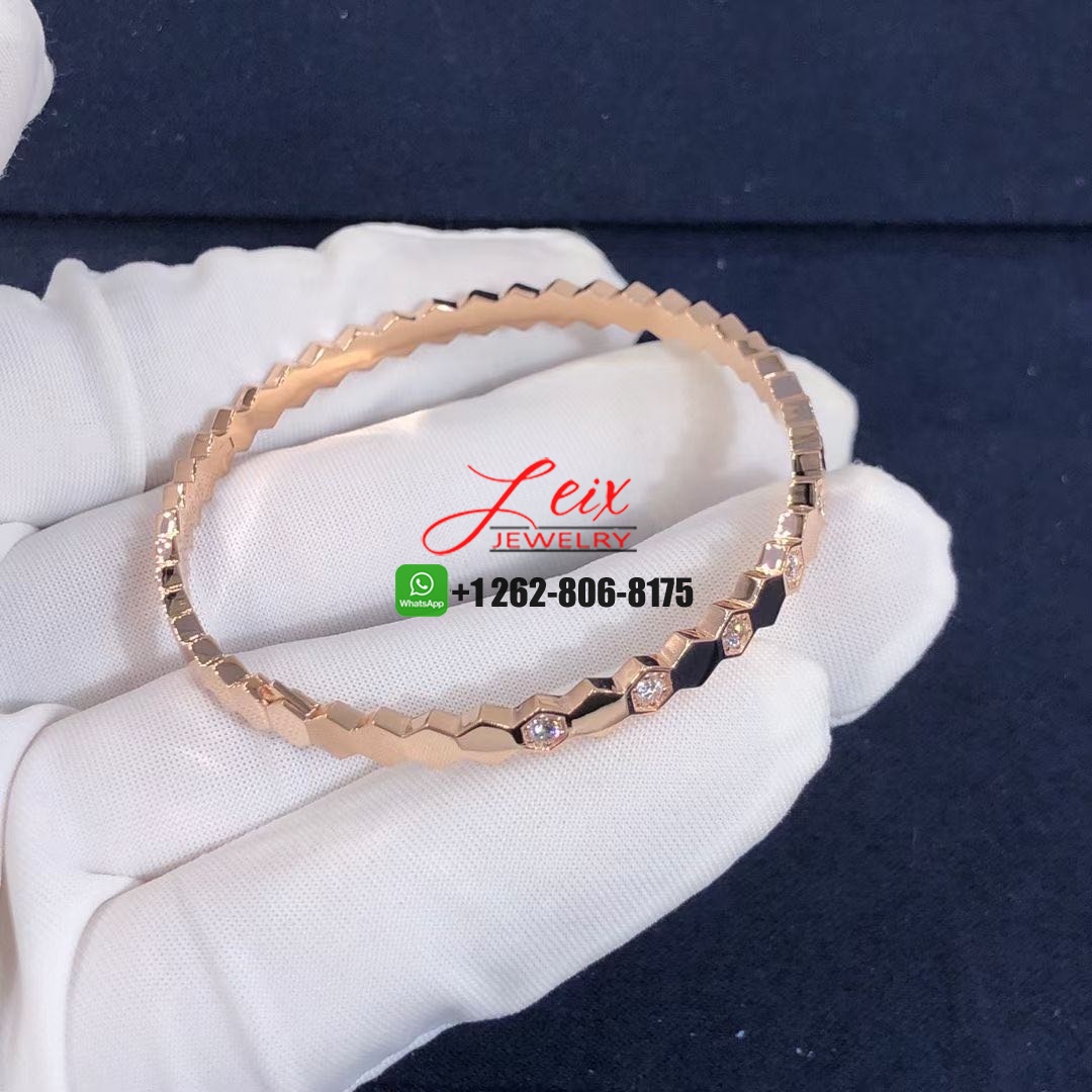 Custom Chaumet Bee My Love Half Pavé Diamond 18k Rose Gold Bracelet (8) Custom Chaumet Bee My Love Half Pavé Diamond 18k Rose Gold Bracelet
