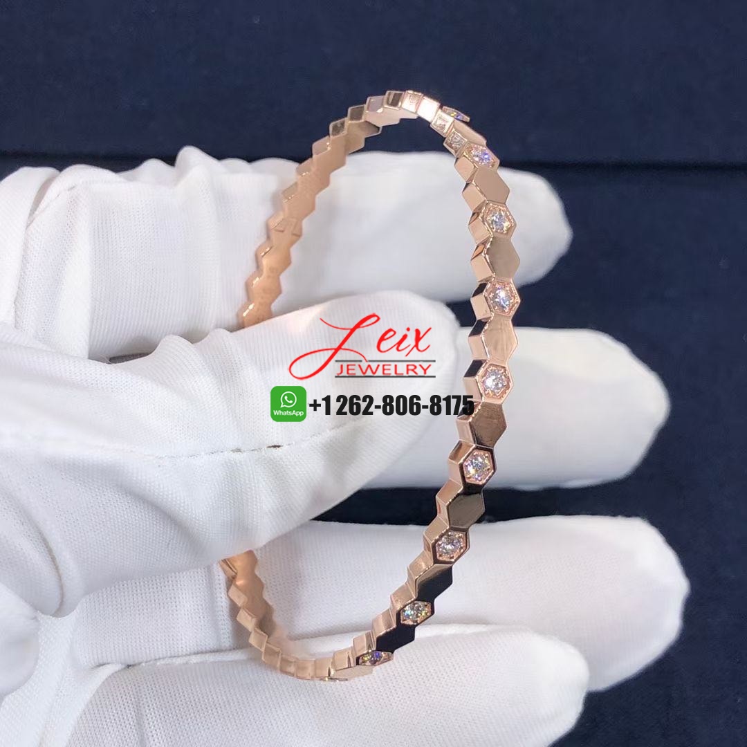 Custom Chaumet Bee My Love Half Pavé Diamond 18k Rose Gold Bracelet (9) Custom Chaumet Bee My Love Half Pavé Diamond 18k Rose Gold Bracelet
