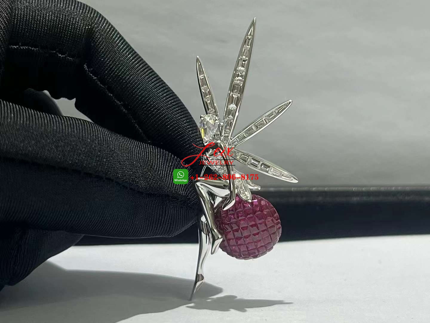 Van Cleef & Arpels Fée Caresse d'Eole 18k White Gold Mystery Set Ruby Diamond Fairy Clip Brooch Van Cleef & Arpels Fée Caresse d'Eole 18k White Gold Mystery Set Ruby Diamond Fairy Clip Brooch