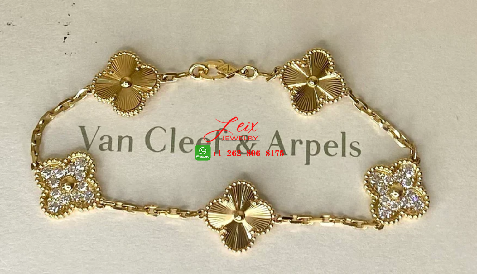 Van Cleef & Arpels Vintage Alhambra Diamond-Paved Guilloche 18K Yellow Gold 5 Motifs Bracelet Van Cleef & Arpels Vintage Alhambra Diamond-Paved Guilloche 18K Yellow Gold 5 Motifs Bracelet