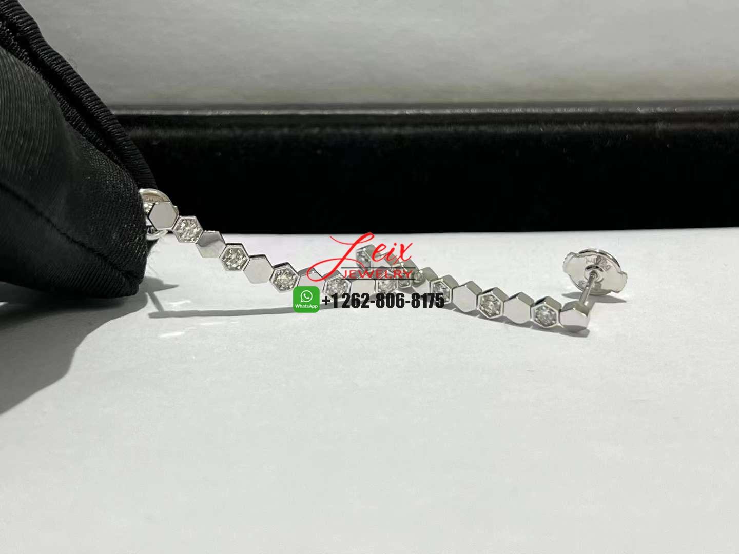 Chaumet Bee My Love 18K White Gold Half Pavé Diamond Drop Earrings (2) Chaumet Bee My Love 18K White Gold Half Pavé Diamond Drop Earrings