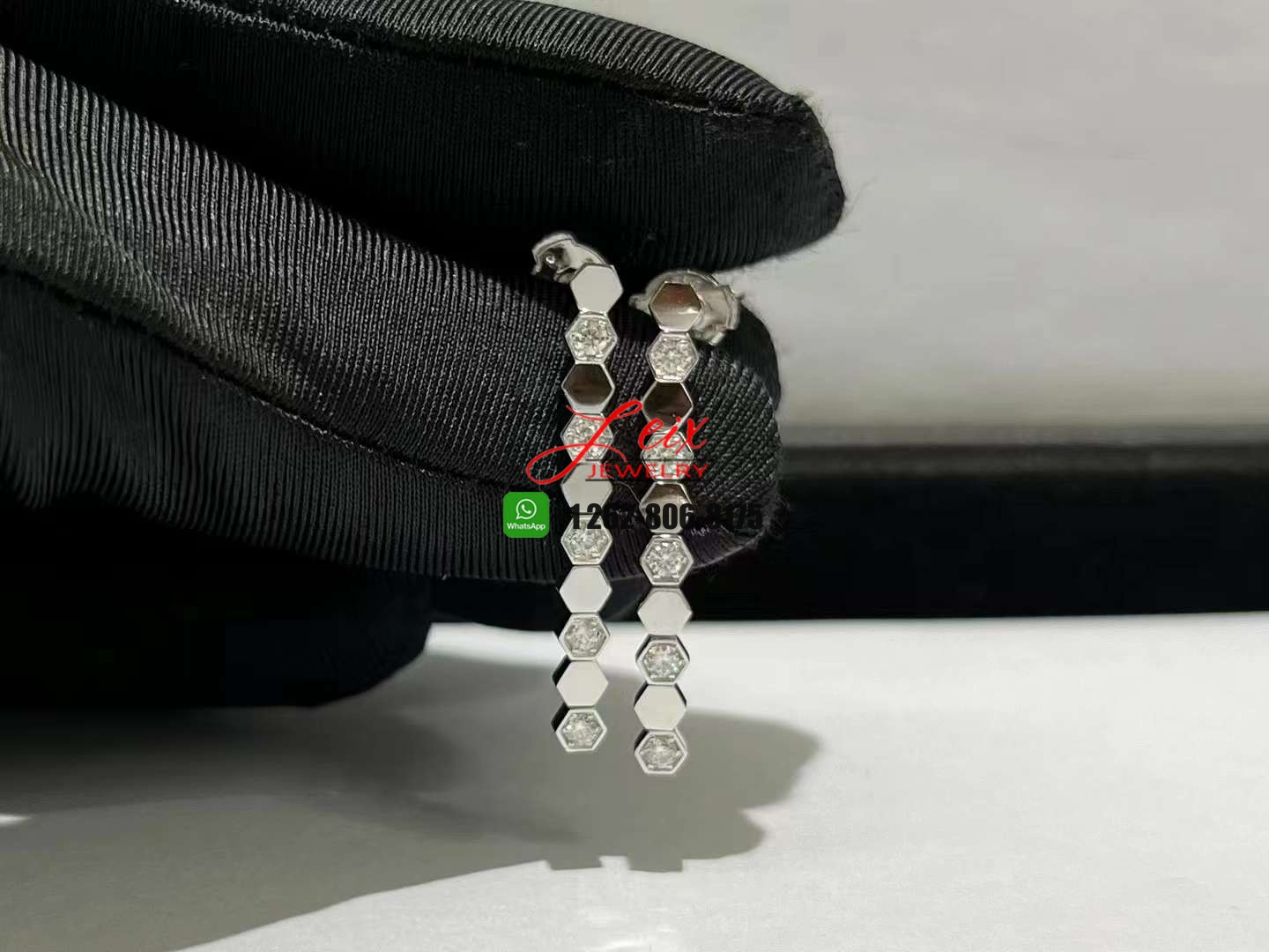 Chaumet Bee My Love 18K White Gold Half Pavé Diamond Drop Earrings Chaumet Bee My Love 18K White Gold Half Pavé Diamond Drop Earrings