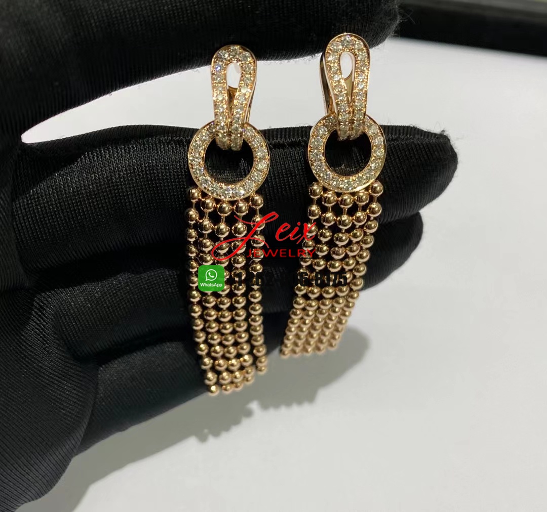 Inspired Cartier Agrafe 18k Rose Gold Diamond Tassels Drop Earrings (1)