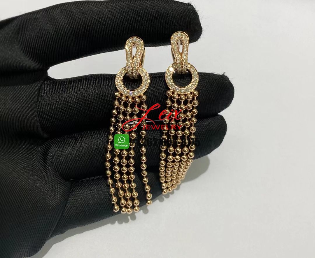 Inspired Cartier Agrafe 18k Rose Gold Diamond Tassels Drop Earrings (2) Inspired Cartier Agrafe 18k Rose Gold Diamond Tassels Drop Earrings