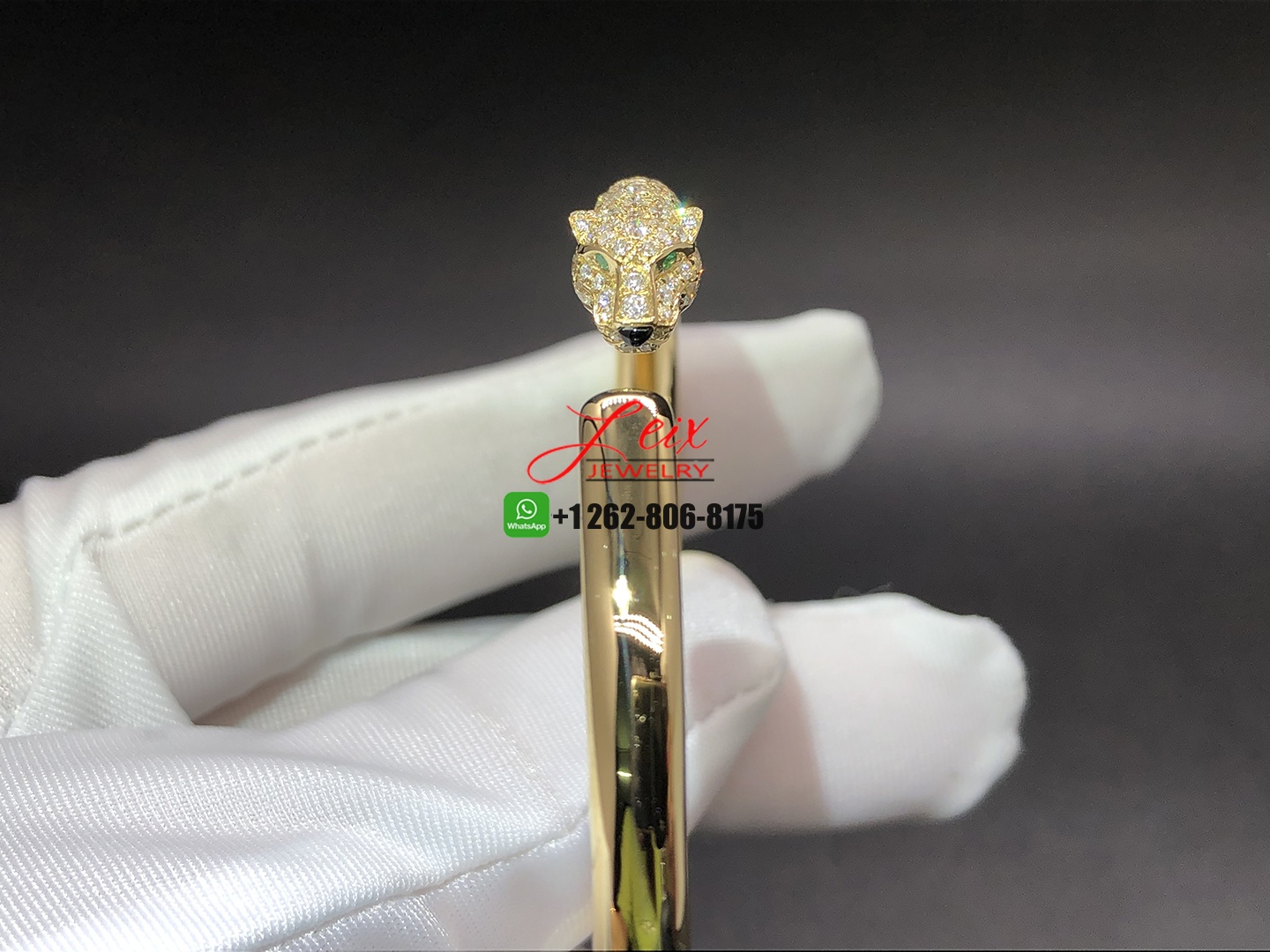 Panthère de Cartier 18k Yellow Gold Onyx, Emeralds, Half Diamond Paved Bracelet (2) Panthère de Cartier 18k Yellow Gold Onyx, Emeralds, Half Diamond Paved Bracelet