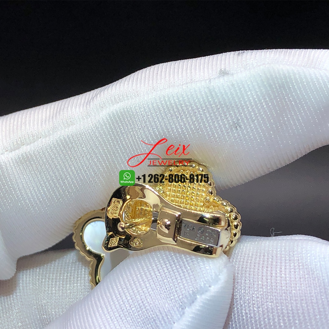 Van Cleef & Arpels Vintage Alhambra 18K Yellow Gold Mother of Pearl Double Clovers Earrings (1) Van Cleef & Arpels Vintage Alhambra 18K Yellow Gold Mother of Pearl Double Clovers Earrings