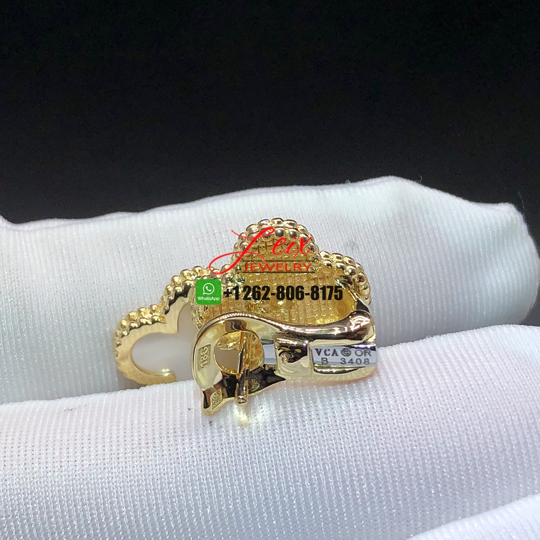 Van Cleef & Arpels Vintage Alhambra 18K Yellow Gold Mother of Pearl Double Clovers Earrings (2) Van Cleef & Arpels Vintage Alhambra 18K Yellow Gold Mother of Pearl Double Clovers Earrings