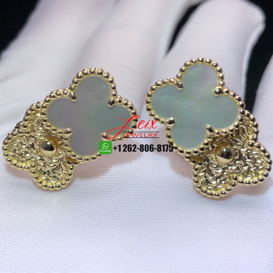Van Cleef & Arpels Vintage Alhambra 18K Yellow Gold Mother of Pearl Double Clovers Earrings Van Cleef & Arpels Vintage Alhambra 18K Yellow Gold Mother of Pearl Double Clovers Earrings