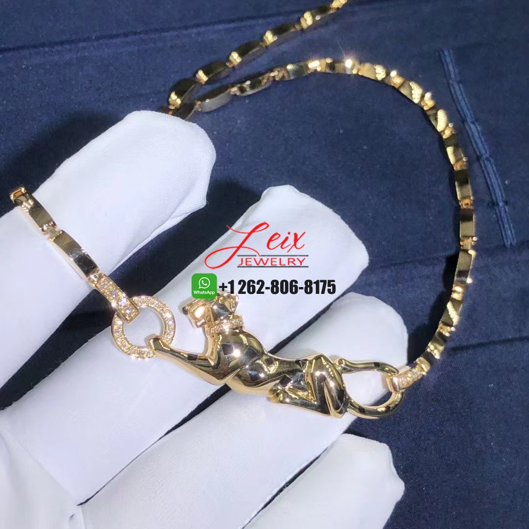 Cartier Panthere de Cartier Enameled 18k Yellow Gold Diamond and Tsavorite Necklace (2) Cartier Panthere de Cartier Enameled 18k Yellow Gold Diamond and Tsavorite Necklace