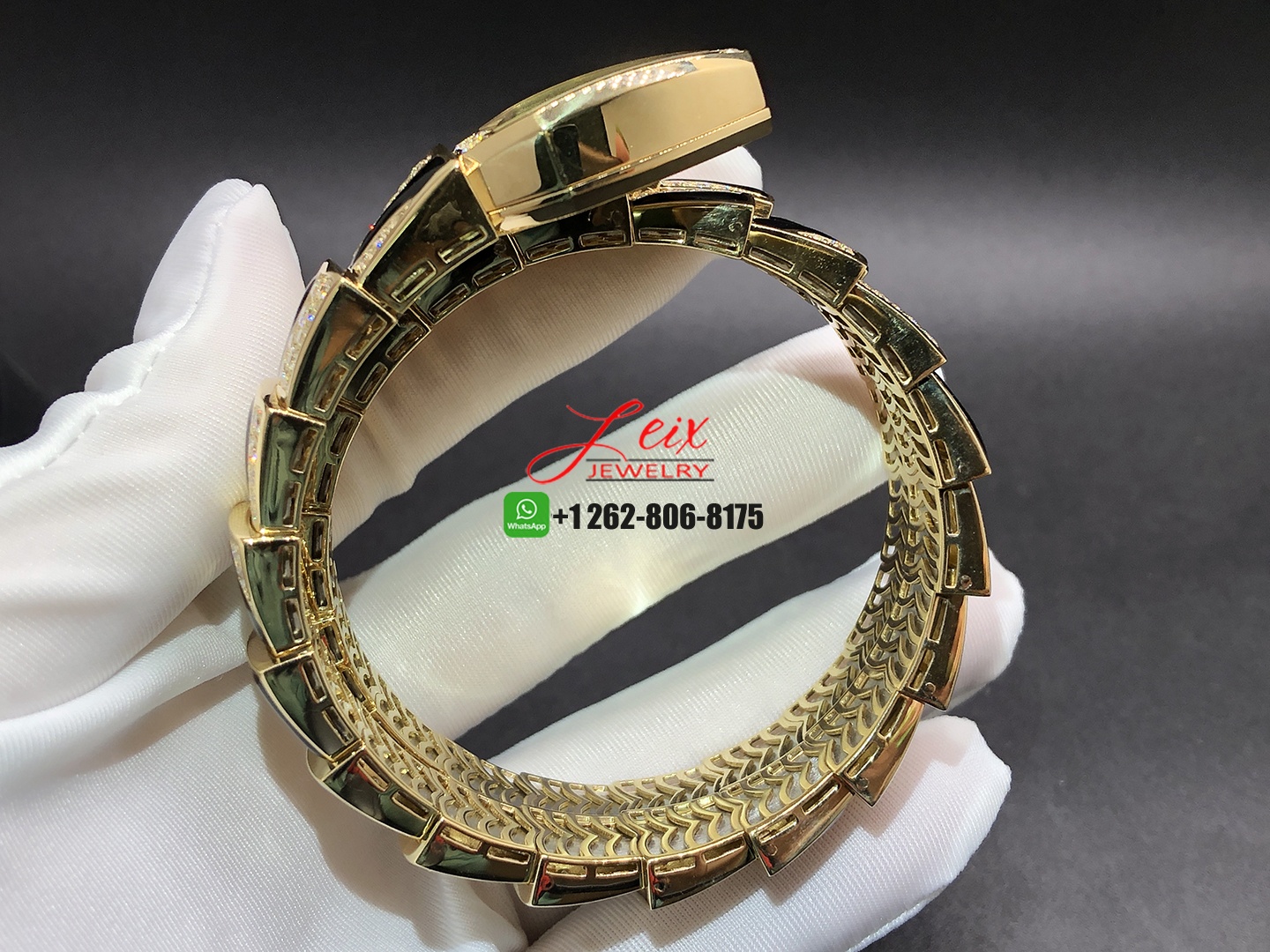 Custom Made Bvlgari Serpenti 18k Rose Gold Diamond and Onyx 26mm Lady Wristwatch (5) Custom Made Bvlgari Serpenti 18k Rose Gold Diamond and Onyx 26mm Lady Wristwatch