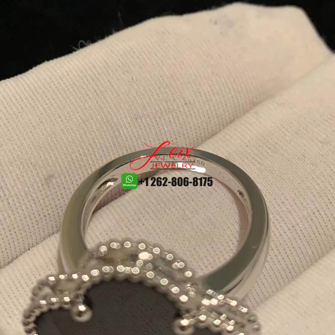 Custom Van Cleef & Arpels Magic Alhambra 18k Yellow Gold Onyx Ring (2) Custom Van Cleef & Arpels Magic Alhambra 18k Yellow Gold Onyx Ring