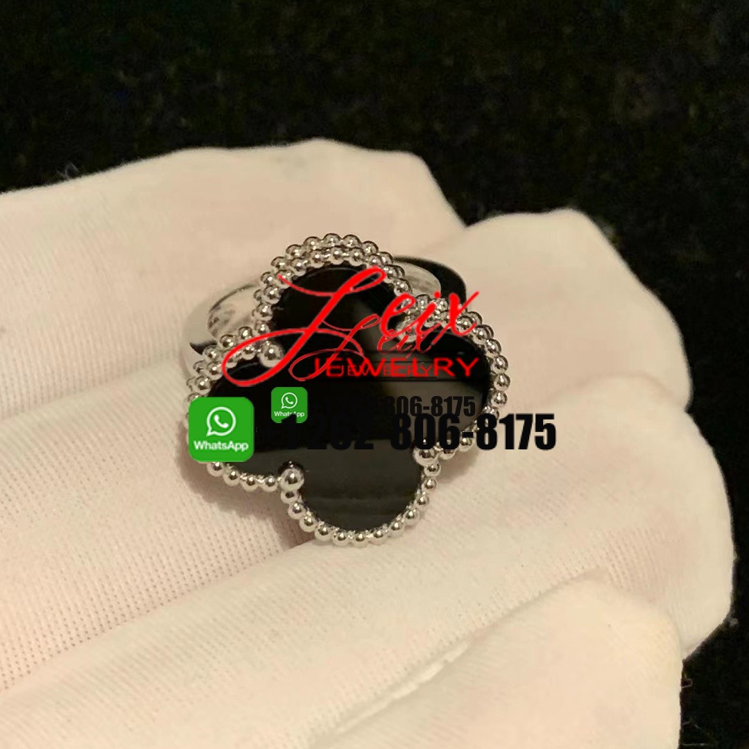 Custom Van Cleef & Arpels Magic Alhambra 18k Yellow Gold Onyx Ring Custom Van Cleef & Arpels Magic Alhambra 18k Yellow Gold Onyx Ring
