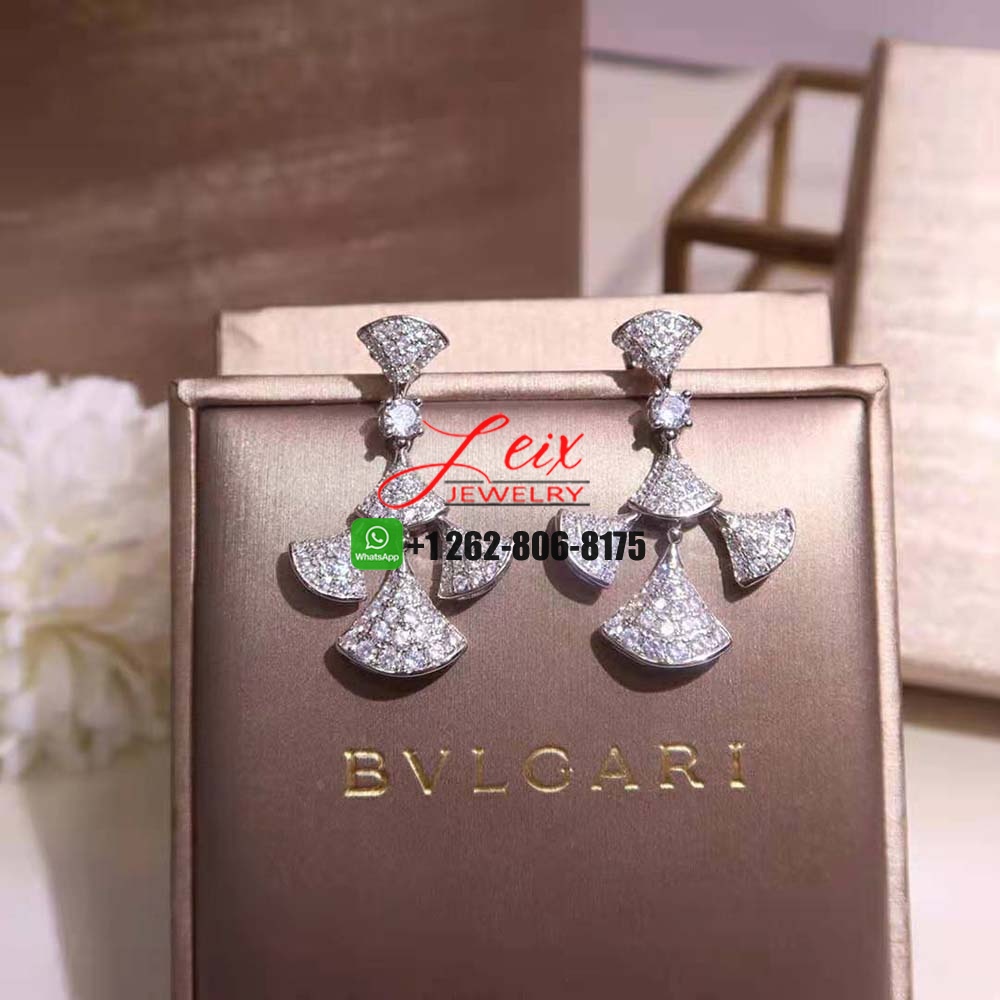 Bvlgari 18K White Gold DIVAS' DREAM Full Pavé Diamonds Earrings (1)