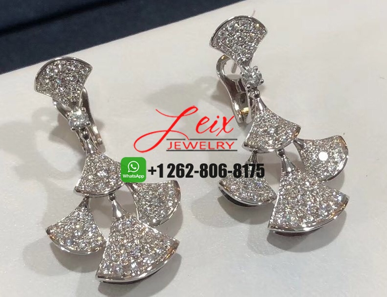 Bvlgari 18K White Gold DIVAS' DREAM Full Pavé Diamonds Earrings (2) Bvlgari 18K White Gold DIVAS' DREAM Full Pavé Diamonds Earrings