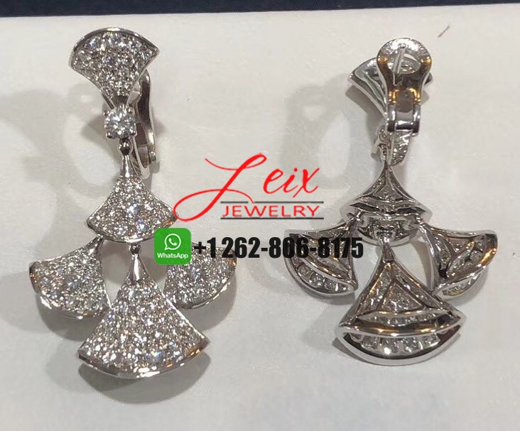 Bvlgari 18K White Gold DIVAS' DREAM Full Pavé Diamonds Earrings (3) Bvlgari 18K White Gold DIVAS' DREAM Full Pavé Diamonds Earrings