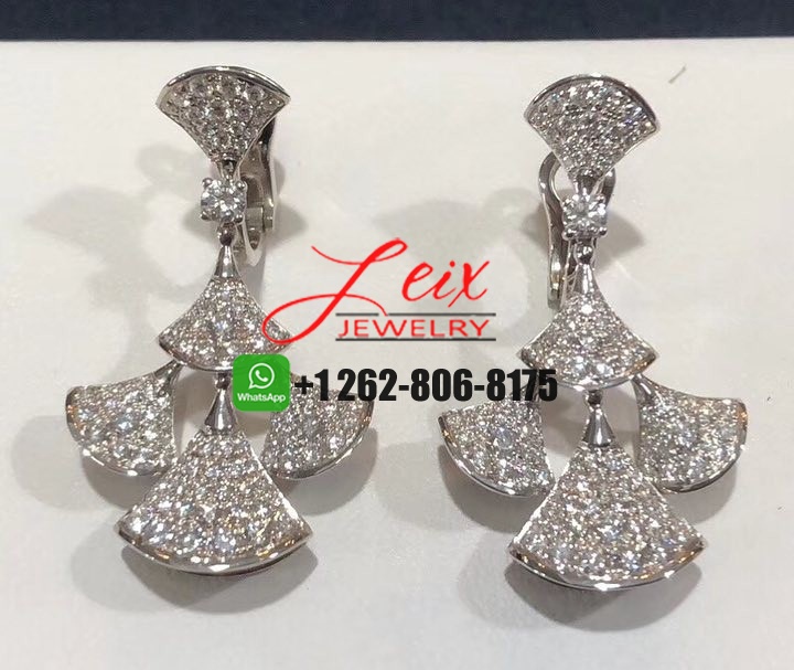 Bvlgari 18K White Gold DIVAS' DREAM Full Pavé Diamonds Earrings Bvlgari 18K White Gold DIVAS' DREAM Full Pavé Diamonds Earrings