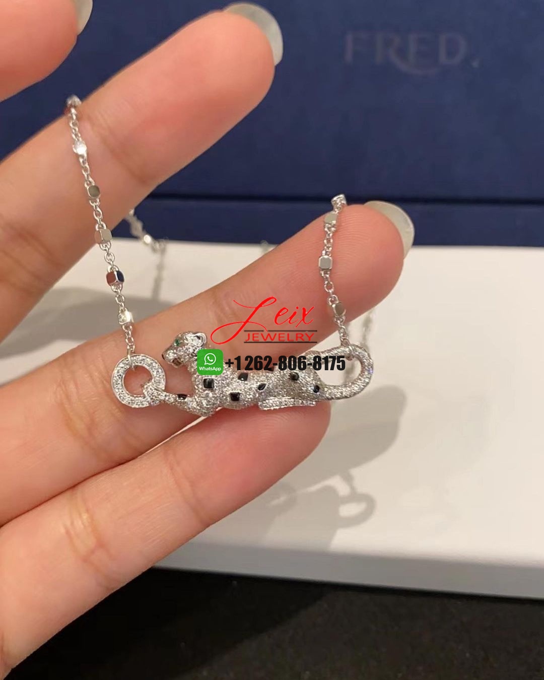 Cartier 18k White Gold Diamond Paved Panthère de Cartier Pendant Necklace (2) Cartier 18k White Gold Diamond Paved Panthère de Cartier Pendant Necklace