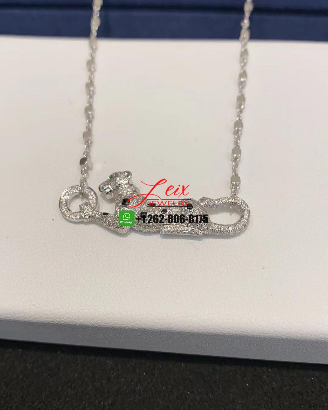 Cartier 18k White Gold Diamond Paved Panthère de Cartier Pendant Necklace Cartier 18k White Gold Diamond Paved Panthère de Cartier Pendant Necklace