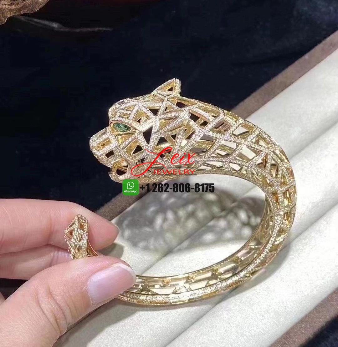Cartier 18k Yellow Gold Panthere de Cartier Diamond Openwork Bracelet (1)