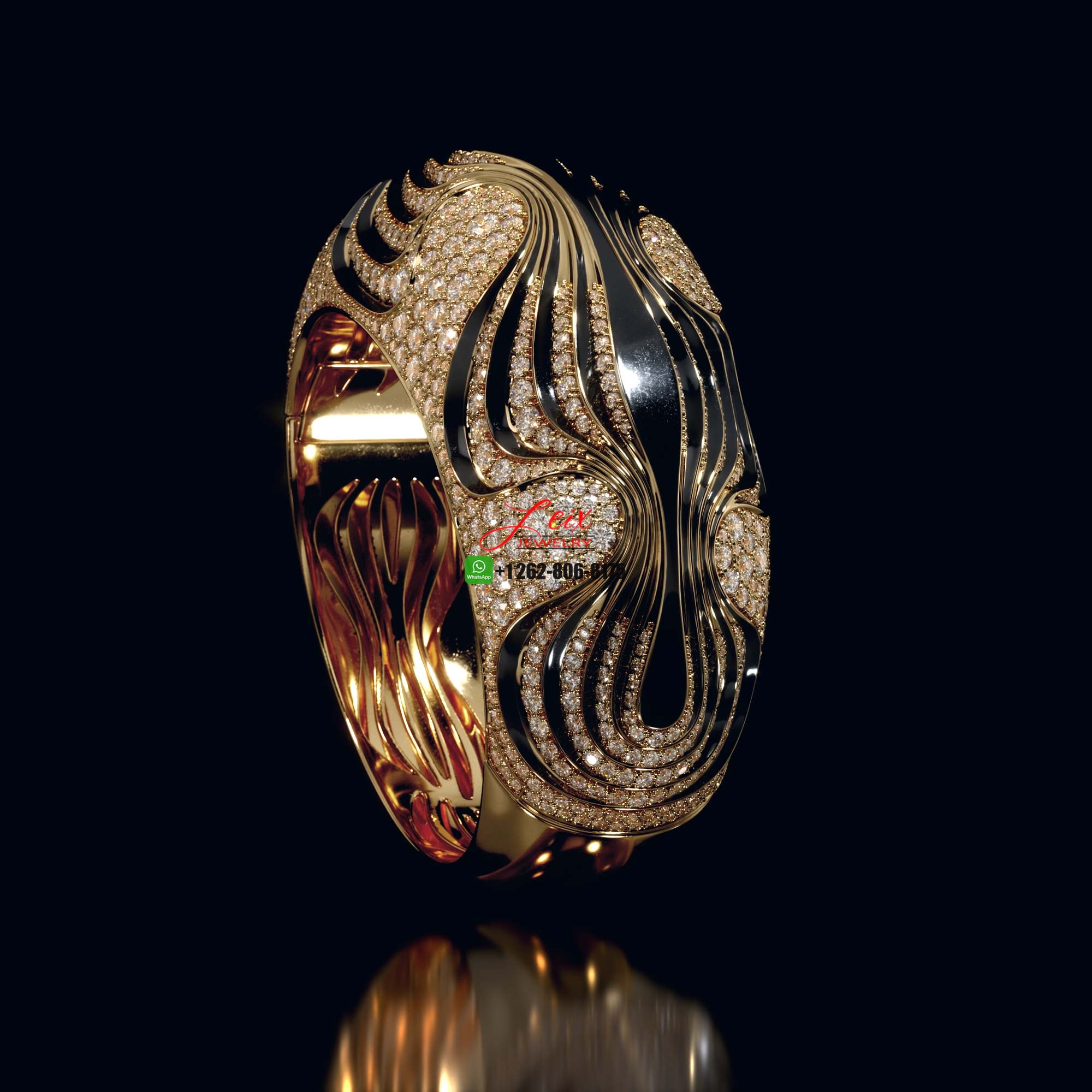 Cartier Paris Nouvelle Vogue High Jewelry18k Yellow Gold Black Lacquer and Diamond Bracelet (5) Cartier Paris Nouvelle Vogue High Jewelry18k Yellow Gold Black Lacquer and Diamond Bracelet