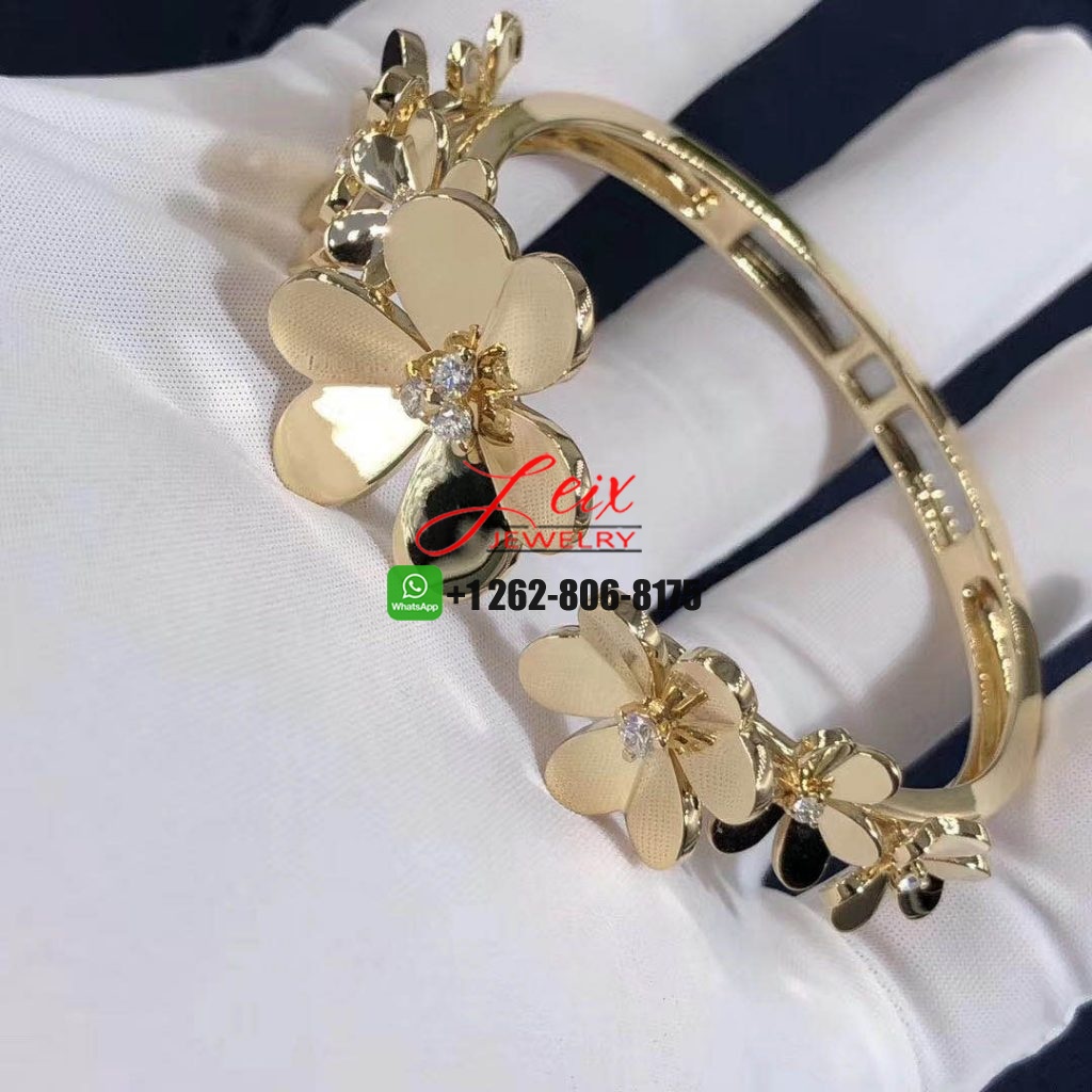 Custom Made Van Cleef & Arpels 18k Yellow Gold 7 Flowers Frivole Bracelet (4) Custom Made Van Cleef & Arpels 18k Yellow Gold 7 Flowers Frivole Bracelet