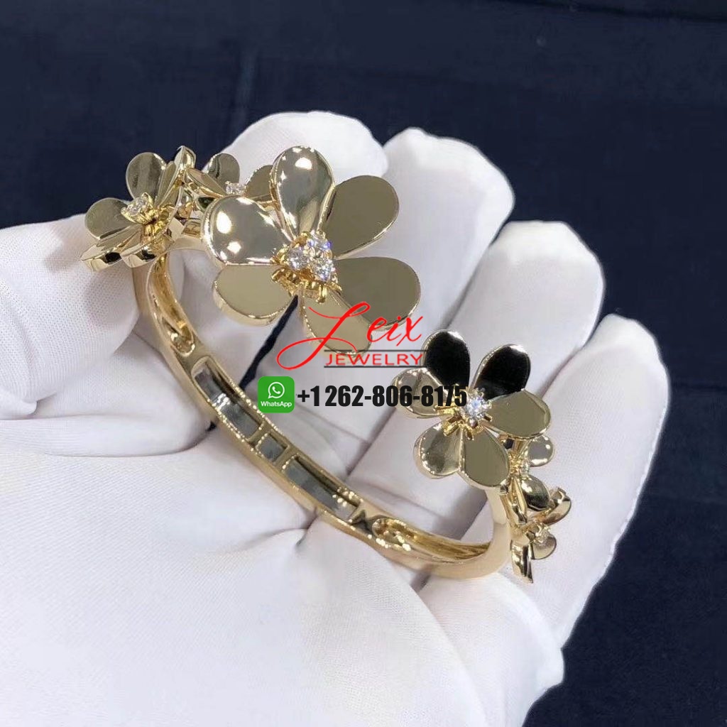 Custom Made Van Cleef & Arpels 18k Yellow Gold 7 Flowers Frivole Bracelet (5) Custom Made Van Cleef & Arpels 18k Yellow Gold 7 Flowers Frivole Bracelet