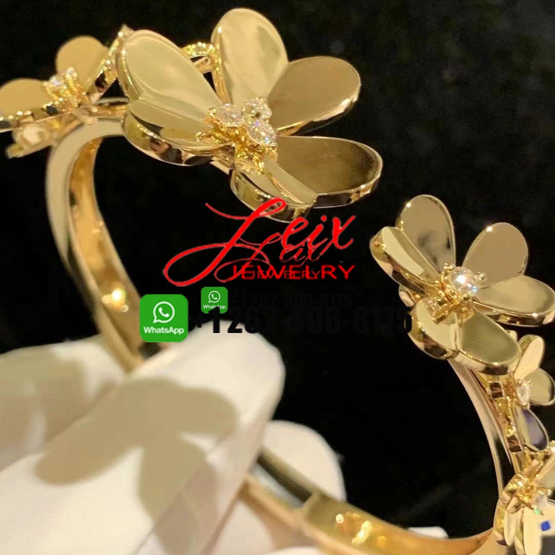 Custom Made Van Cleef & Arpels 18k Yellow Gold 7 Flowers Frivole Bracelet Custom Made Van Cleef & Arpels 18k Yellow Gold 7 Flowers Frivole Bracelet