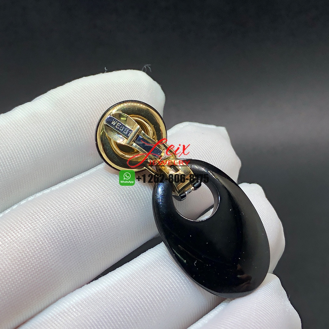David Webb Platinum & 18k Yellow Gold Onyx and Coral Drop Door Knocker Earrings (3) David Webb Platinum & 18k Yellow Gold Onyx and Coral Drop Door Knocker Earrings