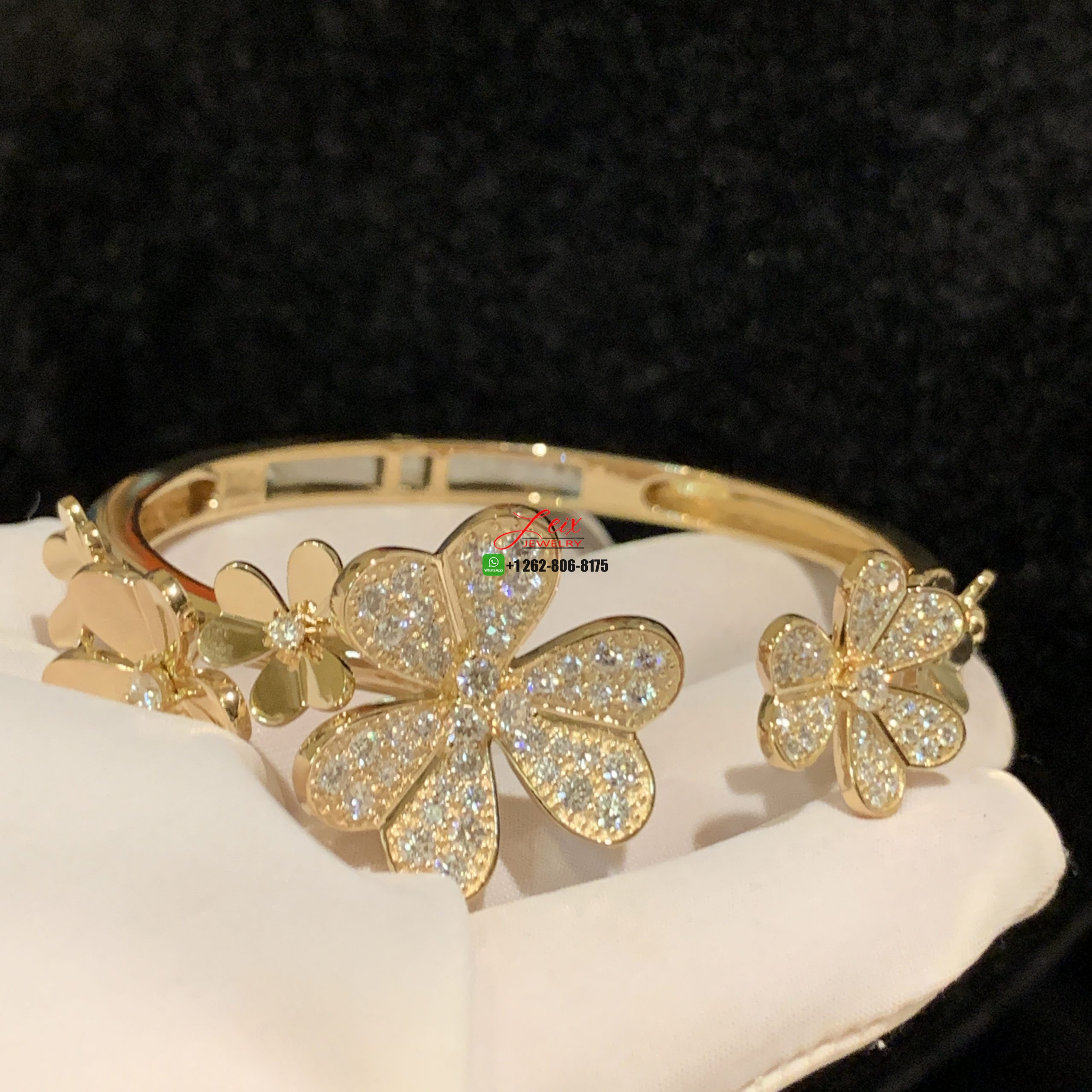 Top Quality Van Cleef & Arpels Frivole 7 Flowers 18k Yellow Gold Diamond Bracelet Top Quality Van Cleef & Arpels Frivole 7 Flowers 18k Yellow Gold Diamond Bracelet