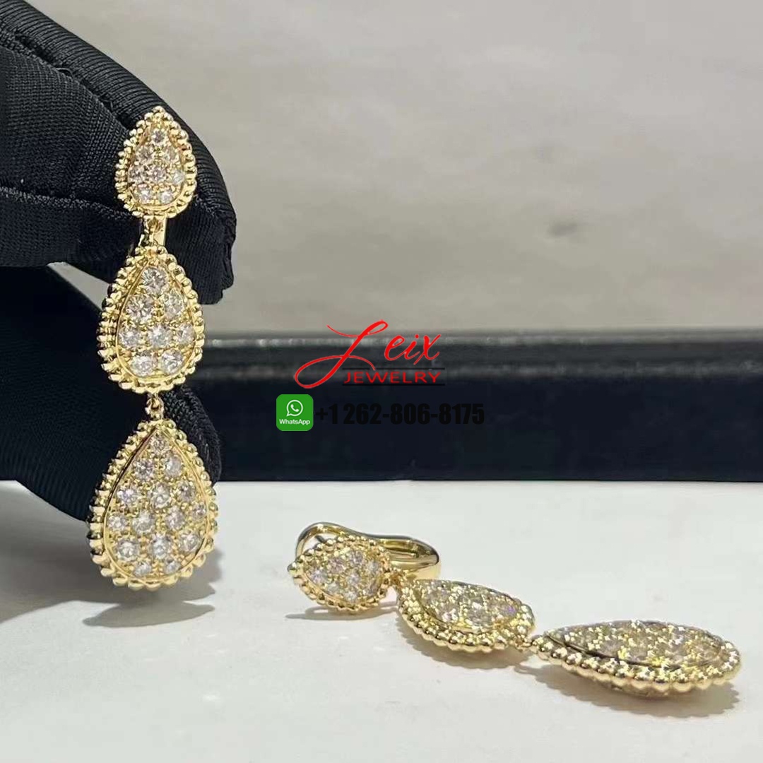 Boucheron 18k Yellow Gold 3 Motifs Serpent Bohème Diamond Drop Earrings (1) Boucheron 18k Yellow Gold 3 Motifs Serpent Bohème Diamond Drop Earrings