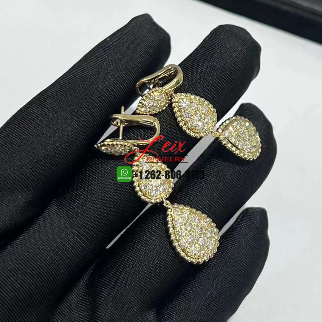 Boucheron 18k Yellow Gold 3 Motifs Serpent Bohème Diamond Drop Earrings (2) Boucheron 18k Yellow Gold 3 Motifs Serpent Bohème Diamond Drop Earrings