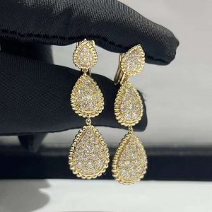 Boucheron 18k Yellow Gold 3 Motifs Serpent Bohème Diamond Drop Earrings