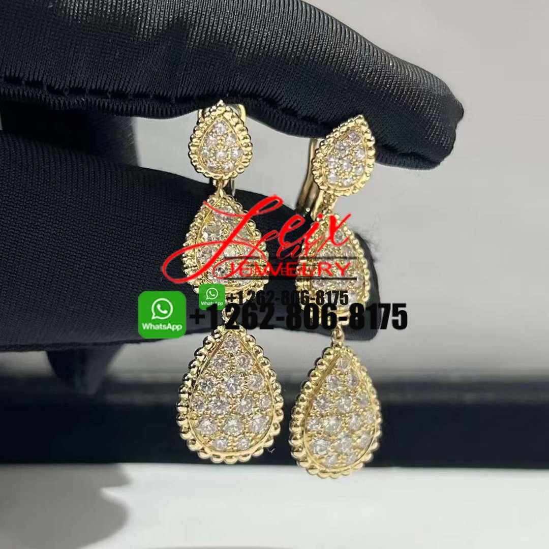 Boucheron 18k Yellow Gold 3 Motifs Serpent Bohème Diamond Drop Earrings Boucheron 18k Yellow Gold 3 Motifs Serpent Bohème Diamond Drop Earrings