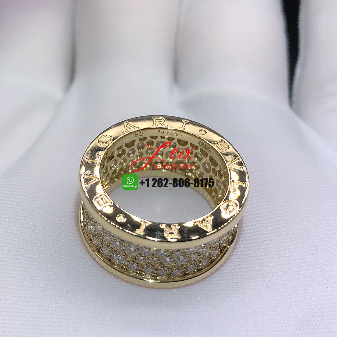 Bulgari B.ZERO1 Pave Full Diamond 18k Yellow Gold Band Ring (2) Bulgari B.ZERO1 Pave Full Diamond 18k Yellow Gold Band Ring