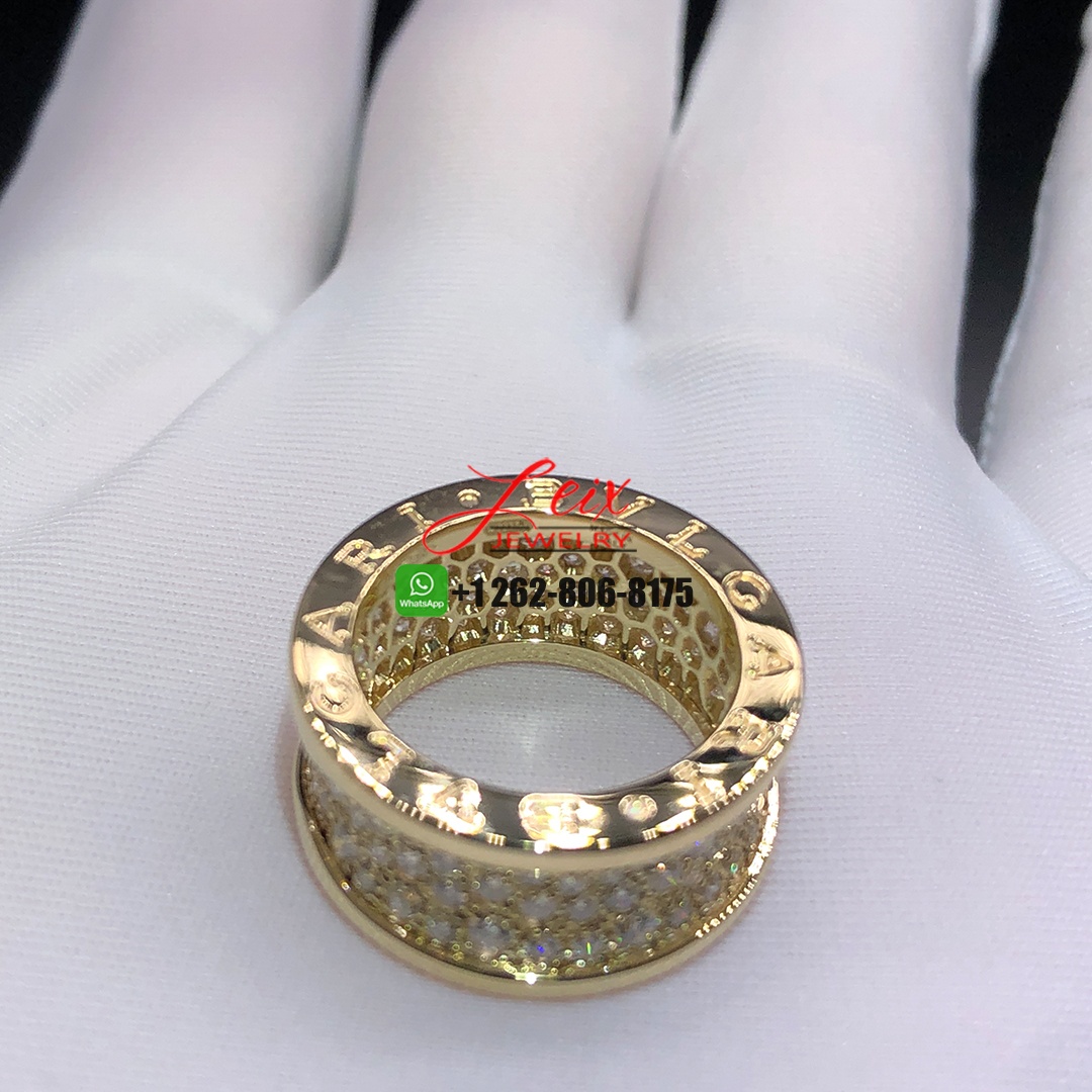 Bulgari B.ZERO1 Pave Full Diamond 18k Yellow Gold Band Ring (3) Bulgari B.ZERO1 Pave Full Diamond 18k Yellow Gold Band Ring